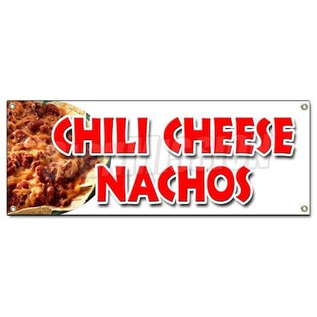 CHILI CHEESE NACHO BANNER SIGN Snack Melted Mexican Food Tacos Tex Mex